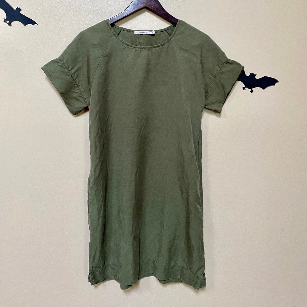 Ellison Olive Green Shift Dress with Pockets Womens Size Small